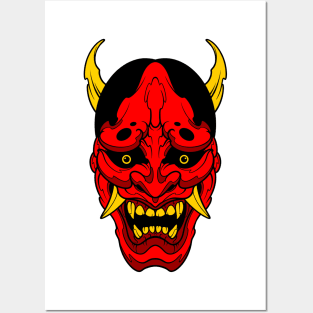 smile oni mask Posters and Art